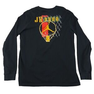 Jordan Mens Long Sleeve Graphic T-Shirt Black Basketball Jumpman Size Large